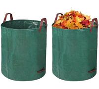 Unyqoos® : Lot de 2 grands sacs pliables pour déchets de jardin – 272 litres par sac, tissu en polypropylène, 4 poignées de transport et structure renforcée, pour feuilles, herbe et branches