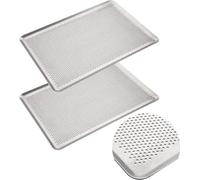 Unyqoos® Lot de 2 plaques de cuisson en aluminium perforé – plaque arrière droite, 45,7 x 30 cm, 2 mm d'épaisseur, qualité professionnelle