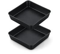 Unyqoos® - Lot de 2 plats à gratin carrés en acier inoxydable, 20 cm × 5 cm, revêtement antiadhésif, adaptés au four jusqu'à 120°C, empilables – pour gâteaux, lasagnes et rôtis