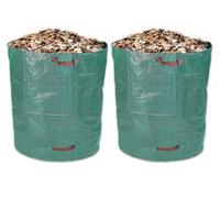 Unyqoos® - Lot de 2 sacs de jardin de 500 litres – Sacs en polypropylène robustes pour les déchets de jardin, avec 3 poignées de transport et un anneau de renforcement, résistants aux intempéries et a