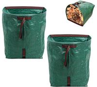Unyqoos® : Lot de 2 sacs pliables pour déchets de jardin, 200 litres, couleur verte, en tissu PP résistant aux déchirures, avec coutures renforcées, anneau de serrage et poignées de transport – autopo