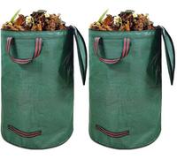 Unyqoos® : Lot de 2 sacs pour déchets de jardin – Capacité totale de 240 litres, en polypropylène étanche, pliables, avec couvercle à fermeture éclair, poignées de transport et languettes de sol, pour
