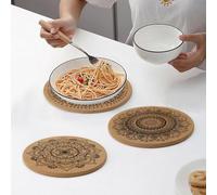 Unyqoos® : Lot de 2 sous-verres en liège – Dessous de table résistants à la chaleur, ornés de motifs mandalas, pour protéger votre table et apporter une touche d'élégance à votre décoration