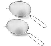 Unyqoos® : Lot de 2 tamis de cuisine fins, 21 cm, en acier inoxydable, avec une longue poignée et une surface double face – idéal pour la farine, le riz, les sauces et les bouillons, pour une utilisat