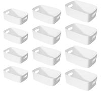 Unyqoos® : Lot de 3 boîtes de rangement blanches multifonctionnelles en plastique PP, avec poignées, empilables – Dimensions : 30 x 20 x 12 cm / 24 x 17 x 10 cm / 20 x 14 x 7 cm, idéales pour la cuisi