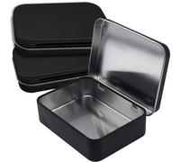 Unyqoos® : Lot de 3 boîtes de rangement compactes en métal noir avec couvercle, dimensions 95 x 60 x 20 mm – idéales pour les bijoux, les boutons et les petits objets