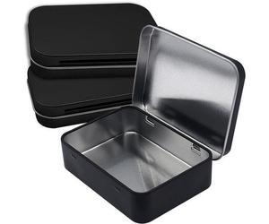 Unyqoos® : Lot de 3 boîtes de rangement compactes en métal noir avec couvercle, dimensions 95 x 60 x 20 mm – idéales pour les bijoux, les boutons et les petits objets
