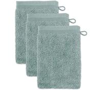 Unyqoos® : Lot de 3 gants de toilette moelleux en 100% coton – volumineux et extra doux, s Öko-Tex 100, avec boucle de suspension, lavables à 60°C, et adaptés au sèche-linge