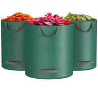Unyqoos® : Lot de 3 grands sacs de jardin réutilisables de 300 litres – sacs de collecte et de transport robustes et imperméables en polypropylène, avec 4 poignées de transport