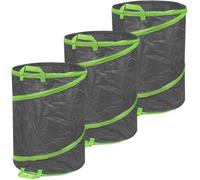 Unyqoos® : Lot de 3 sacs de jardin pliables de 137 litres – autoportants, en polyester avec revêtement PE, imperméables et résistants aux déchirures, idéaux pour les déchets de jardin