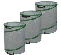 Unyqoos® : Lot de 3 sacs de jardin pliables de 137 litres – autoportants, en polyester robuste avec revêtement PE, imperméables et résistants aux UV, idéaux pour les déchets de jardin