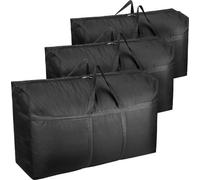 Unyqoos® Lot de 3 sacs de rangement extra-larges (180 L) – 100 x 60 x 30 cm, en Oxford 600D, imperméables, de couleur noire, pour vêtements, couvertures, décorations de Noël