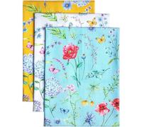 Unyqoos® - Lot de 3 torchons de cuisine 100% coton – torchons multifonctionnels pour vaisselle et bar, motifs aquarelle, printemps/été, 50 x 70 cm