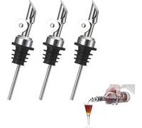 Unyqoos® Lot de 3 verseurs pour huile – dosage précis pour les salades, la cuisine et la pâtisserie, compatible avec les bouteilles d'huile standard, anti-goutte, couvercle argenté, design élégant