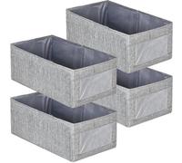Unyqoos® Lot de 4 boîtes de rangement pliables, dimensions 40 x 27 x 17 cm (18 L) – En coton et lin, avec fenêtre transparente et plaques en PP neutres en odeur, idéales pour les placards et les salon