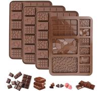 Unyqoos® : Lot de 4 moules en silicone pour chocolat et autres préparations – adaptés au contact alimentaire, résistants de -60 à 240 °C, antiadhésifs, lavables au lave-vaisselle, idéaux pour les choc