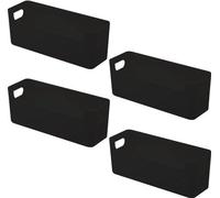 Unyqoos® : Lot de 4 paniers de rangement en plastique (forme en U) – Noir, organisateurs fins et empilables avec poignée intégrée, idéaux pour la salle de bain, le bureau ou la chambre
