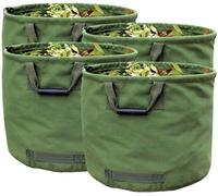 Unyqoos® : Lot de 4 sacs pour déchets de jardin, 125 litres – Fabriqués en toile résistante de qualité militaire, avec des poignées en caoutchouc renforcées et un anneau en plastique pour les travaux