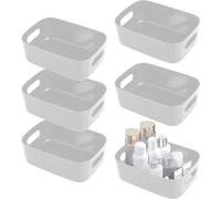 Unyqoos® : Lot de 6 boîtes de rangement en plastique gris avec poignées, dimensions 24,5 x 15,5 x 10 cm – solutions de rangement polyvalentes pour la maison et le bureau