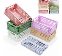 Unyqoos® : Lot de 6 boîtes de rangement pliables en plastique PP, de couleurs variées – gain de place, empilables, avec poignées latérales, idéales pour la maison et le bureau