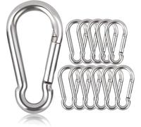 Unyqoos® - Lot de 6 mousquetons galvanisés – Acier robuste, 80 x 40 x 8 mm, capacité de charge jusqu'à 250 kg, système de fermeture à clip à ressort, pour hamac, sac de frappe, poussette