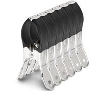 Unyqoos® : Lot de 6 pinces à linge en acier inoxydable, dimensions 12,5 x 6,5 cm, avec patin en caoutchouc antidérapant – Idéales pour la plage et la maison, elles assurent une fixation sûre pour les 