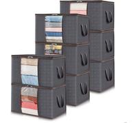 Unyqoos® : Lot de 8 sacs de rangement de 60 litres – Boîtes de rangement pliables pour vêtements avec couvercle, dimensions 55 x 35 x 31,5 cm, poignées renforcées, tissu non tissé, fenêtre transparent