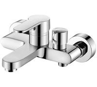 Unyqoos® : Mélangeur mural pour salle de bain et douche, robinet mélangeur en laiton chromé avec bouton de commutation, raccords réglables de 13 à 17 cm, inclut le matériel de montage