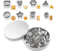 Unyqoos® : Mini-emporte-pièces en acier inoxydable – Coffret de 24 pièces comprenant 8 formes (cœur, carré, cercle, ovale, triangle, fleur, étoile à 5 branches, rectangle), avec boîte métallique pour