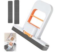 Unyqoos® : Mini-serpillière compacte, pliable et peu encombrante, dotée d'une tête en épongePolyuréthanerésistante à l'usure et d'un système d'essorage (anneau à pousser-tirer) – pour un nettoyage eff