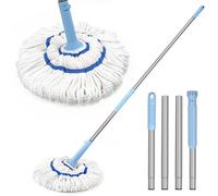 Unyqoos® : Mop auto-essorage – Mop ergonomique avec une tête de 45 cm de large, une tige de 140 cm, un système d'essorage rotatif et une pastille de nettoyage sans rayures