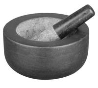 Unyqoos® : mortier en granit noir avec pilon, diamètre 203 mm – idéal pour broyer les épices, l'ail, les pâtes et les sauces ; adapté aux cuisines professionnelles et domestiques
