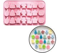 Unyqoos® : Moule en silicone pour Noël – Ensemble de 21 pièces pour réaliser des chocolats, des bonbons et des gelées, avec des motifs de Noël flexibles (Père Noël, sapin, étoile)