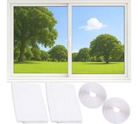 Unyqoos® Moustiquaire 2 pièces, 150 x 200 cm, polyester, 2 x 6 mètres de bande velcro adhésive, sans perçage, blanche – pour fenêtres coulissantes, à bascule et fenêtres standard