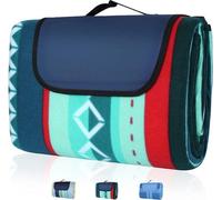 Unyqoos® - Nappe de pique-nique 200 x 300 cm – imperméable, surface douce en polaire/laine, isolation thermique à 3 couches avec une base en aluminium-PEVA résistante aux déchirures, avec une poignée