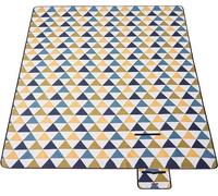 Unyqoos® - Nappe de pique-nique 300 x 200 cm – Grande nappe de camping et de plage, pliante et imperméable, idéale pour les parcs, les jardins, avec des motifs de triangles jaunes et bleus