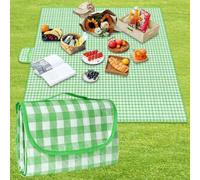 Unyqoos® - Nappe de pique-nique en feutre, 200 x 200 cm - pliable, avec fond imperméable, motif à carreaux, légère avec poignée de transport, idéale pour l'extérieur