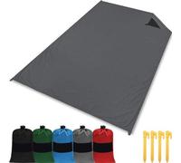 Unyqoos® – Nappe de pique-nique imperméable et anti-sable, idéale pour l'extérieur et la plage, lavable, pliable, ultra-légère, en polyester, dimensions 200 x 140 cm, couleur grise, pour 4 personnes m