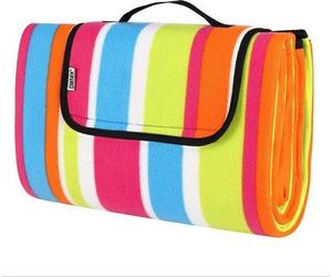 Unyqoos® - Nappe de pique-nique XL, 195 x 150 cm - imperméable, isolante, en polaire avec une base en aluminium, pliable, pour 2 à 4 personnes, colorée