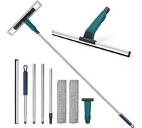 Unyqoos® : Nettoyeur 2-en-1 pour sols et fenêtres, extensible jusqu'à 152 cm, avec 2 tampons en microfibre amovibles et un manche fabriqué à partir de matériaux recyclés. Idéal pour les carrelages, le