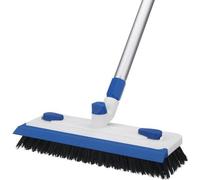 Unyqoos® Nettoyeur télescopique 3-en-1 avec brosse pour joints et raclette en silicone, manche en aluminium réglable de 80 à 140 cm, idéal pour les sols, les carrelages et les joints