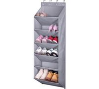 Unyqoos® : Organisateur de chaussures à suspendre au-dessus de la porte – Étagère à chaussures gain de place avec 6 compartiments et des poches profondes, pouvant contenir 12 paires et plus (2 paires 
