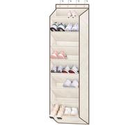 Unyqoos® : Organisateur de chaussures suspendu pour porte – Rangement gain de place en tissu Oxford, couleur beige, 8 compartiments (42 x 22 cm), capacité pour 20 à 22 paires de chaussures