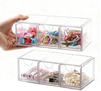 Unyqoos® : Organisateur de maquillage transparent et empilable, avec 3 compartiments réglables en PET – Ensemble de rangement pour cosmétiques, salle de bain et bureau