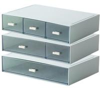 Unyqoos® : Organisateur empilable multifonctionnel avec 6 tiroirs transparents, en ABS+PS, à 3 niveaux (23 x 16,5 x 13,5 cm), idéal pour le bureau et la maison