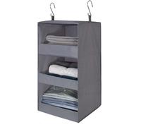 Unyqoos® Organisateur suspendu avec 3 compartiments – Polyester, 30,5 x 30,5 x 75,5 cm, inclut des crochets, pliable, plateaux amovibles, bandes antidérapantes – Idéal pour la chambre et les voyages