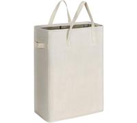 Unyqoos® Panier à linge pliable, gain de place, 45 L – tissu Oxford 600D imperméable, plaque de base en PE épais, poignées de transport, structure en fil de fer et en métal, couleur beige, dimensions 