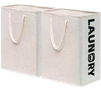 Unyqoos® Panier à linge pliable, grande capacité (75 L), dimensions : 43 x 60 cm. Fabriqué en toile avec revêtement intérieur en PE imperméable, structure en métal et poignées de transport renforcées.