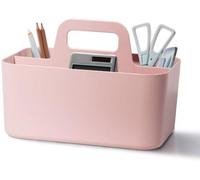 Unyqoos® : Panier de rangement multifonctionnel rose – Plastique sans BPA, finition mate, empilable, avec séparateur amovible, idéal pour la salle de bain, le maquillage et le bureau