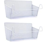 Unyqoos® : Paniers de rangement suspendus en fil de fer de haute qualité – Organiseurs gain de place pour lit et bureau, parfaits pour les dortoirs, couleur blanche, dimensions 38,5 x 13,5 x 18 cm (pr